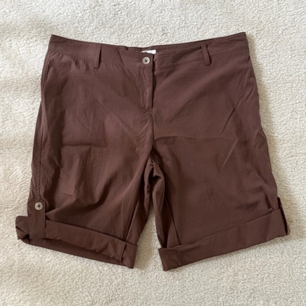 Weatherproof Garment‎ Company Bark Brown Cuffed Utility Shorts Womens 14